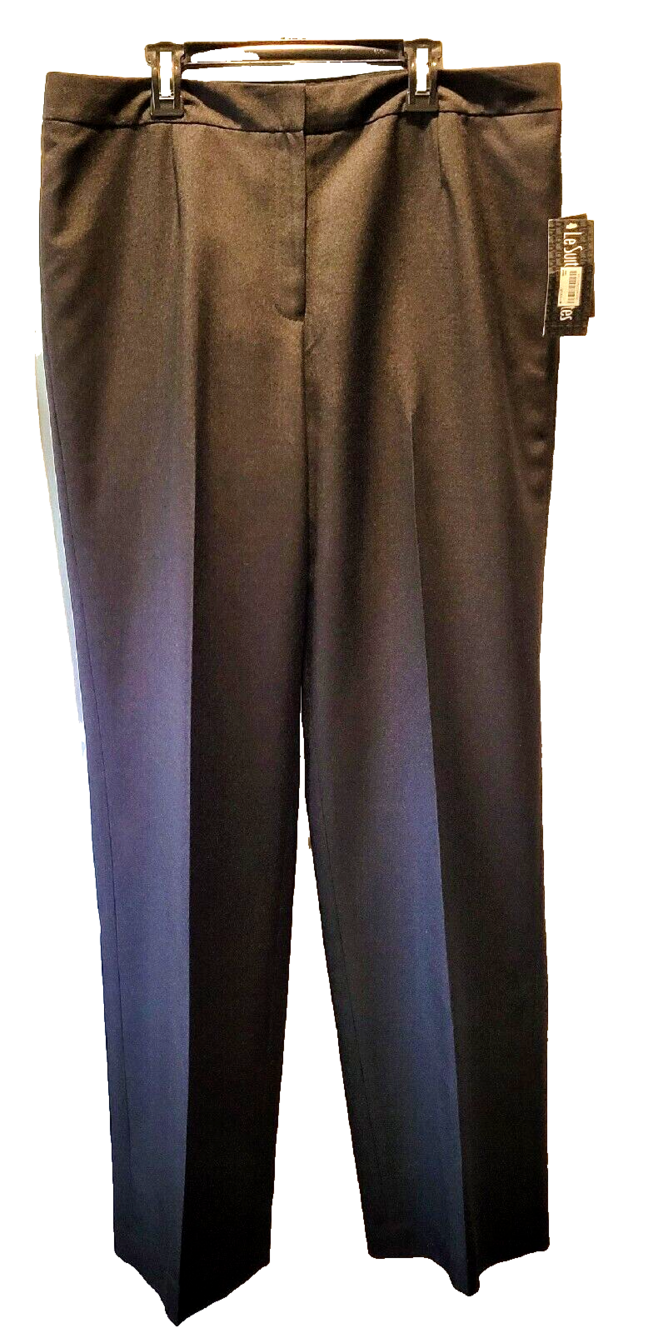 Le Suit Womens 12 Black Straight Pants Fully Lined Wrinkle Resistant Office NWT